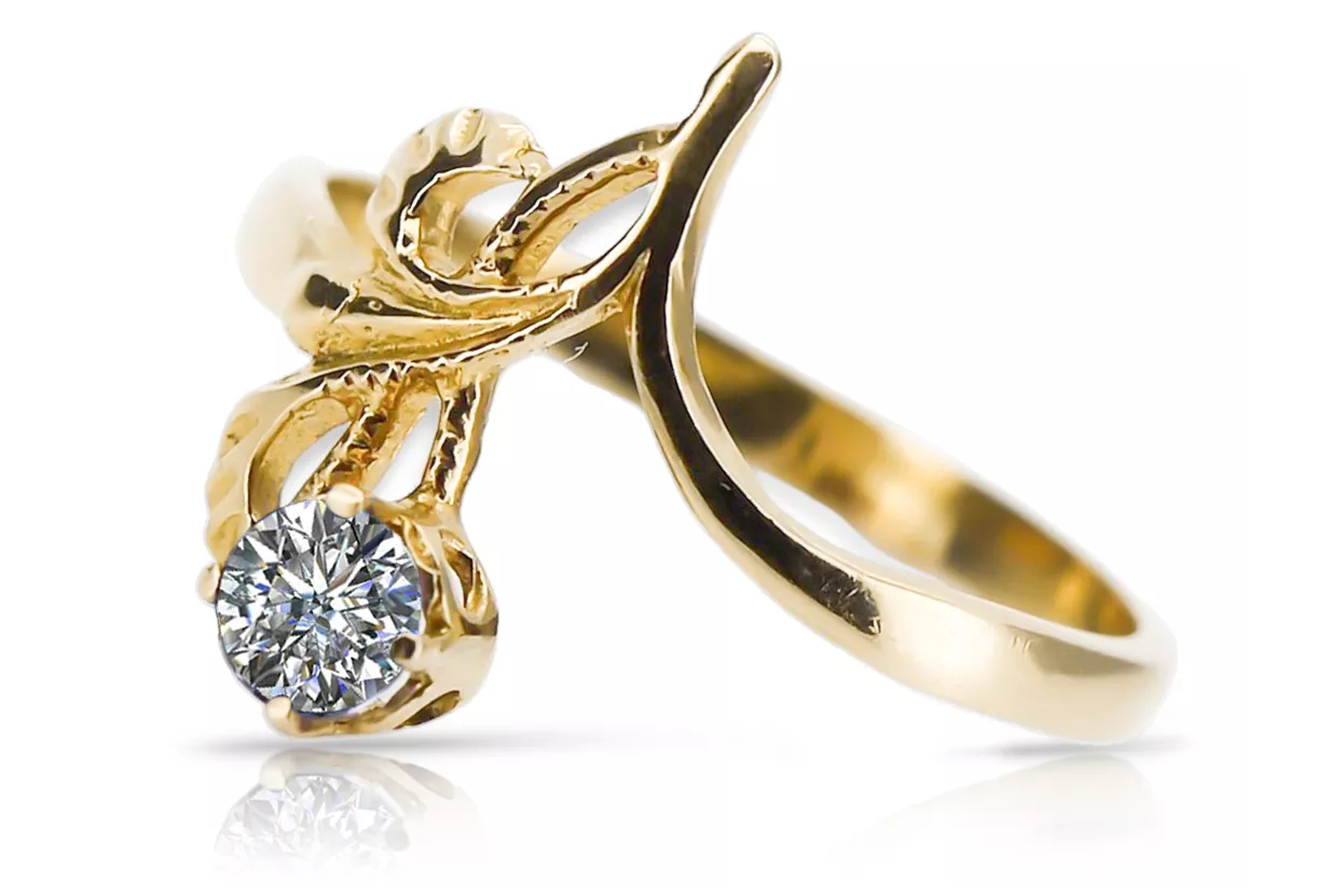 Or jaune 14 carats Zircon Anneau Bijoux vintage vrc095y